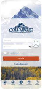 columbine mobile app screenshot
