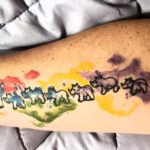 animals in a line colorful splash tattoo