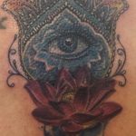 hand tattoo with an eye in the center