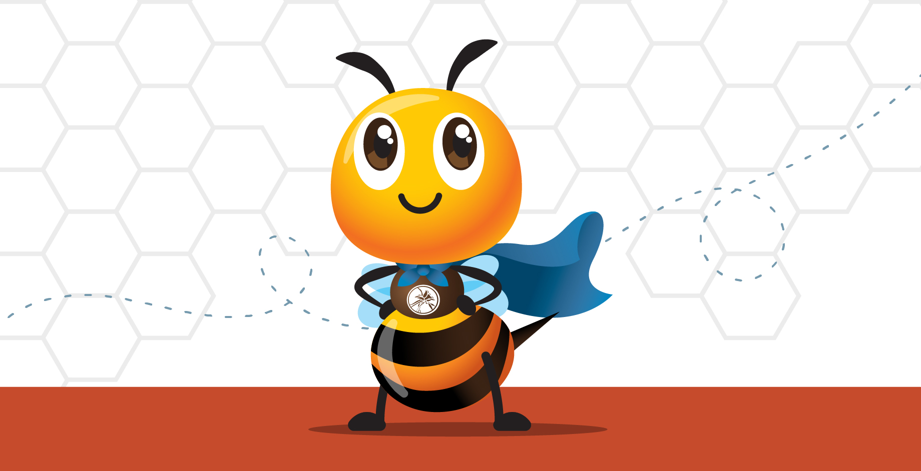 Smiling cartooned bee