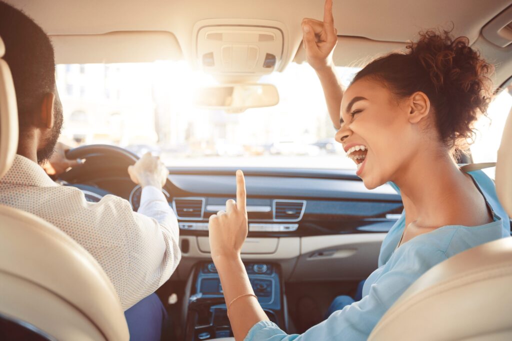 Woman enjoying car ride
